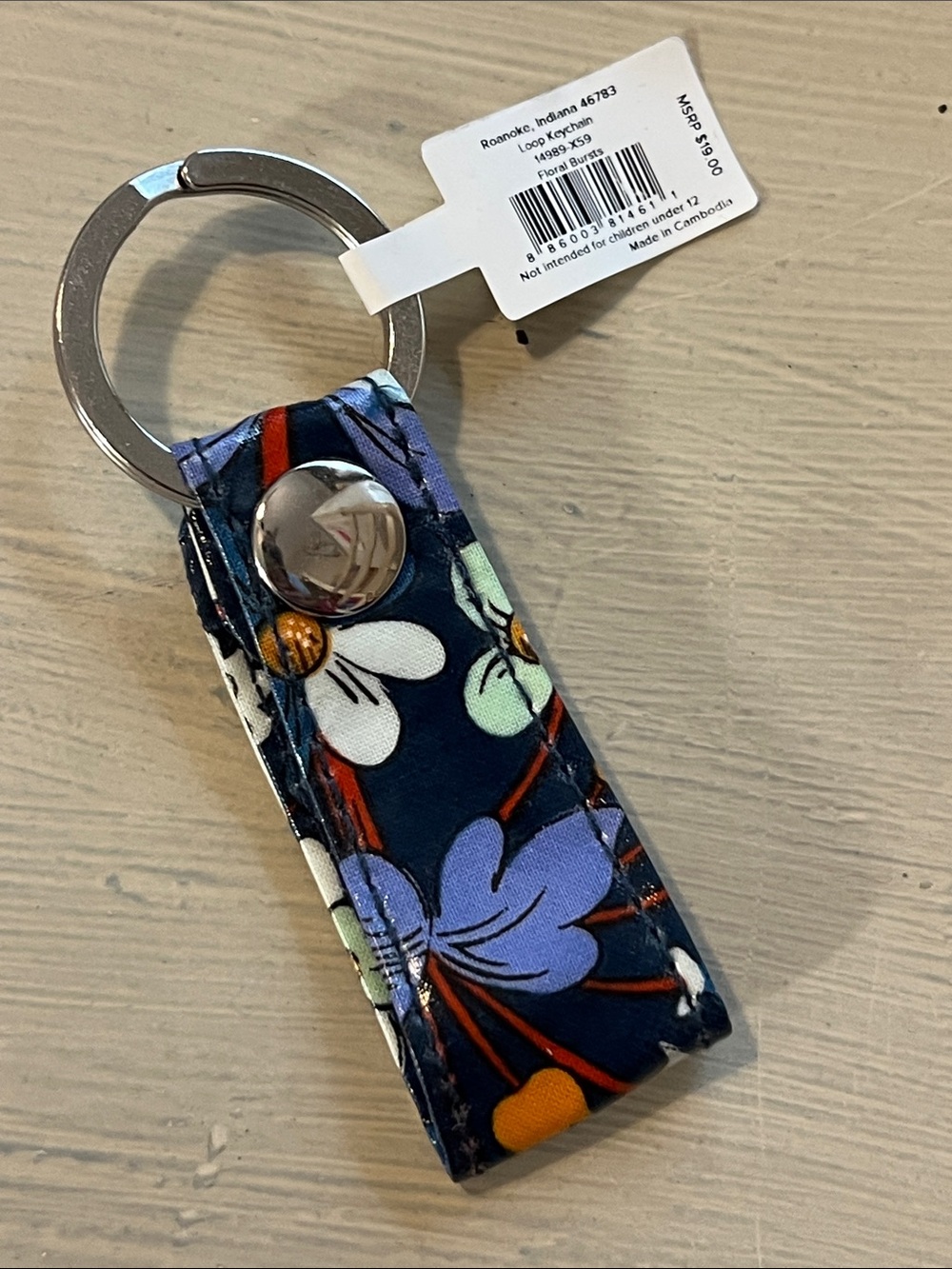 Vera Bradley Navy Floral Key Fob Keychain